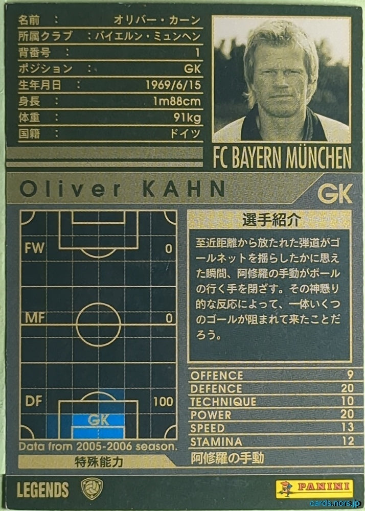 Panini WCCF Football WCCF/2005-2006-LEGENDS N Oliver Kahn Trading Card EX