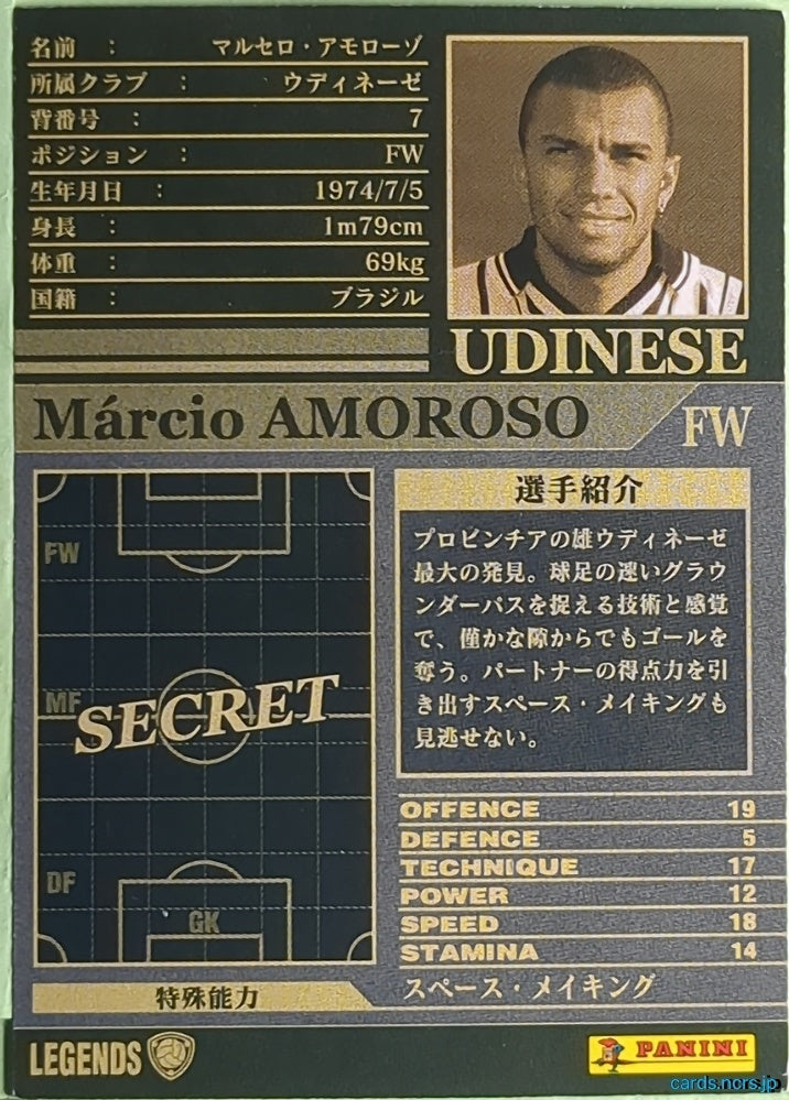 Panini WCCF Football WCCF/2002-2003-LEGENDS-AMOROSO N Márcio Amoroso Trading Card EX
