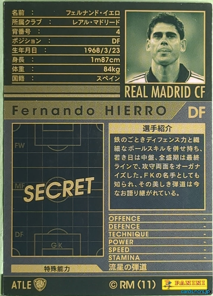 Panini WCCF Football WCCF/2010-2011-ATLE-HIERRO N Fernando HIERRO Trading Card EX
