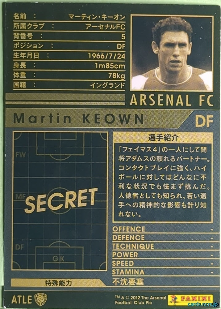 Panini WCCF Football WCCF/2011-2012-ATLE-KEOWN N Martin Keown Trading Card EX