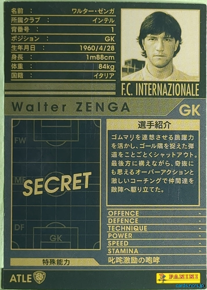 Panini WCCF Football WCCF/2008-2009-ATLE-ZENGA N Walter Zenga Trading Card EX