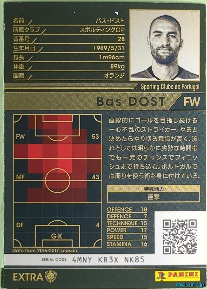 Panini WCCF Football WCCF/2017-2018-RGS-EXT N Bas Dost Trading Card EX