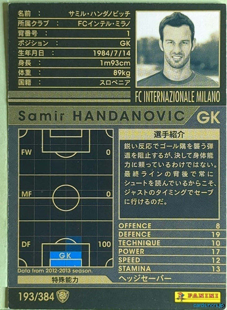 Panini WCCF Football WCCF/2012-2013-193/384 N Samir Handanovič Trading Card EX