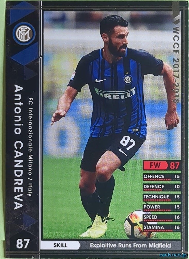 Panini WCCF Football WCCF/2017-2018-141/272 N Antonio Candreva Trading Card EX