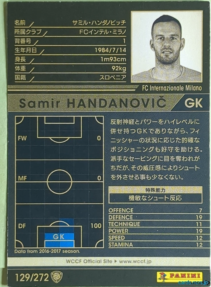 Panini WCCF Football WCCF/2017-2018-129/272 N Samir Handanovič Trading Card EX