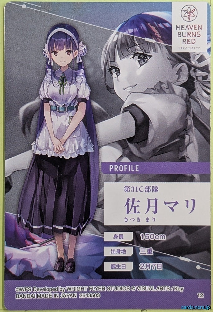 Collection Card Heaven Burns Red TEMP-COLL-H814291F15A9D Mari Satsuki Trading Card EX