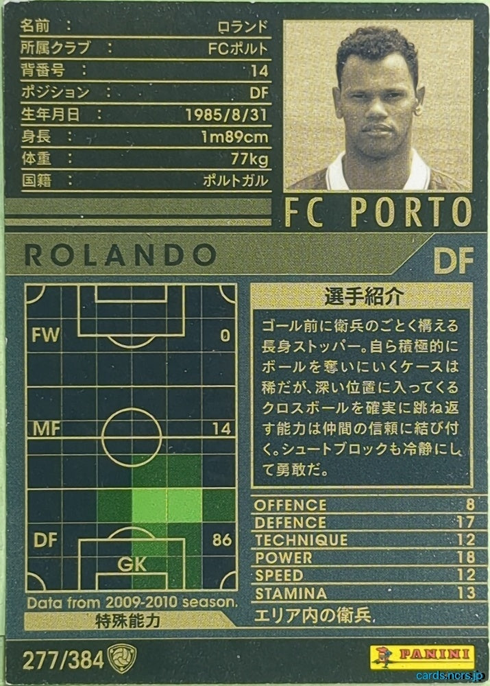 Panini WCCF Football WCCF/2009-2010-277/384 N Rolando Trading Card EX