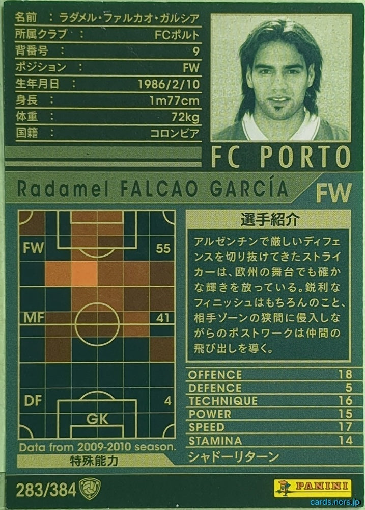 Panini WCCF Football WCCF/2009-2010-283/384 N Radamel Falcao García Trading Card EX