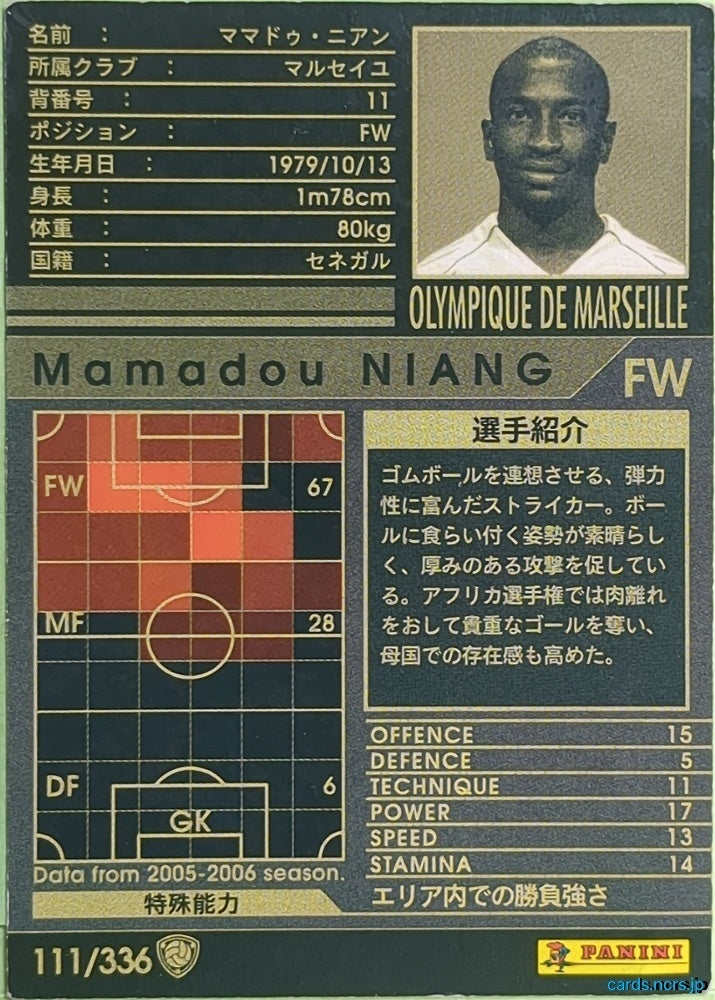 Panini WCCF Football WCCF/2005-2006-111/336 N Mamadou NIANG Trading Card EX