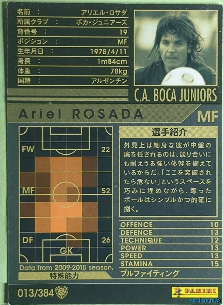 Panini WCCF Football WCCF/2009-2010-013/384 N Ariel ROSADA Trading Card EX