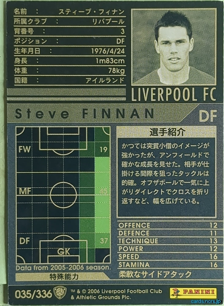 Panini WCCF Football WCCF/2005-2006-035/336 N Steve Finnan Trading Card EX