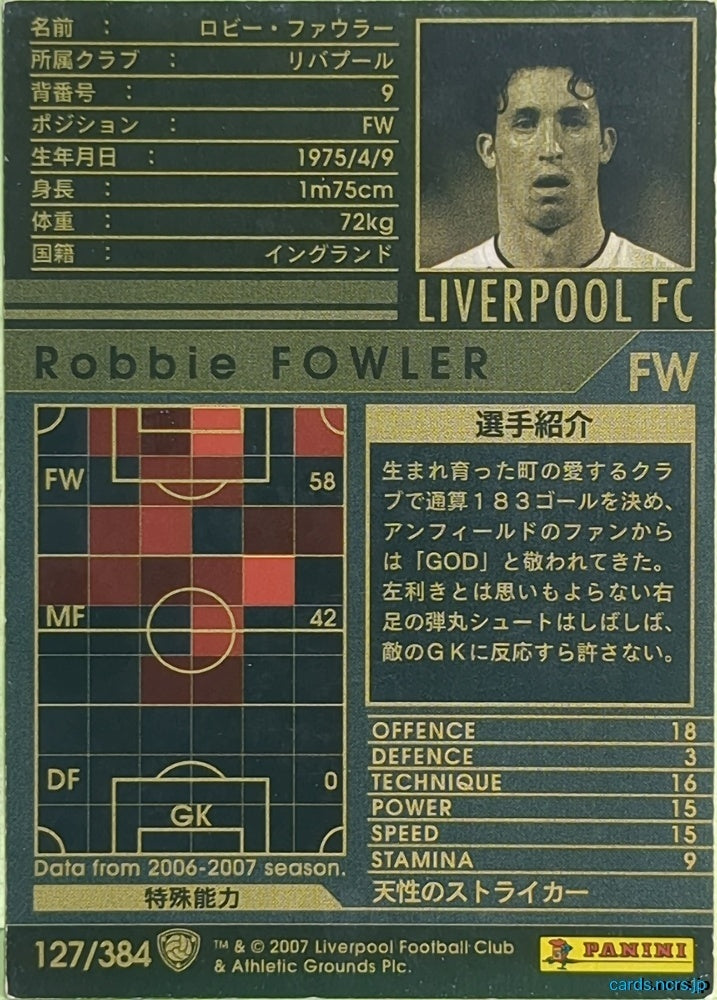 Panini WCCF Football WCCF/2006-2007-127/384 N Robbie Fowler Trading Card EX
