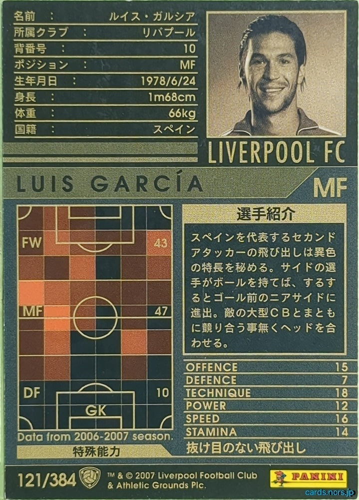 Panini WCCF Football WCCF/2006-2007-121/384 N Luis García Trading Card EX