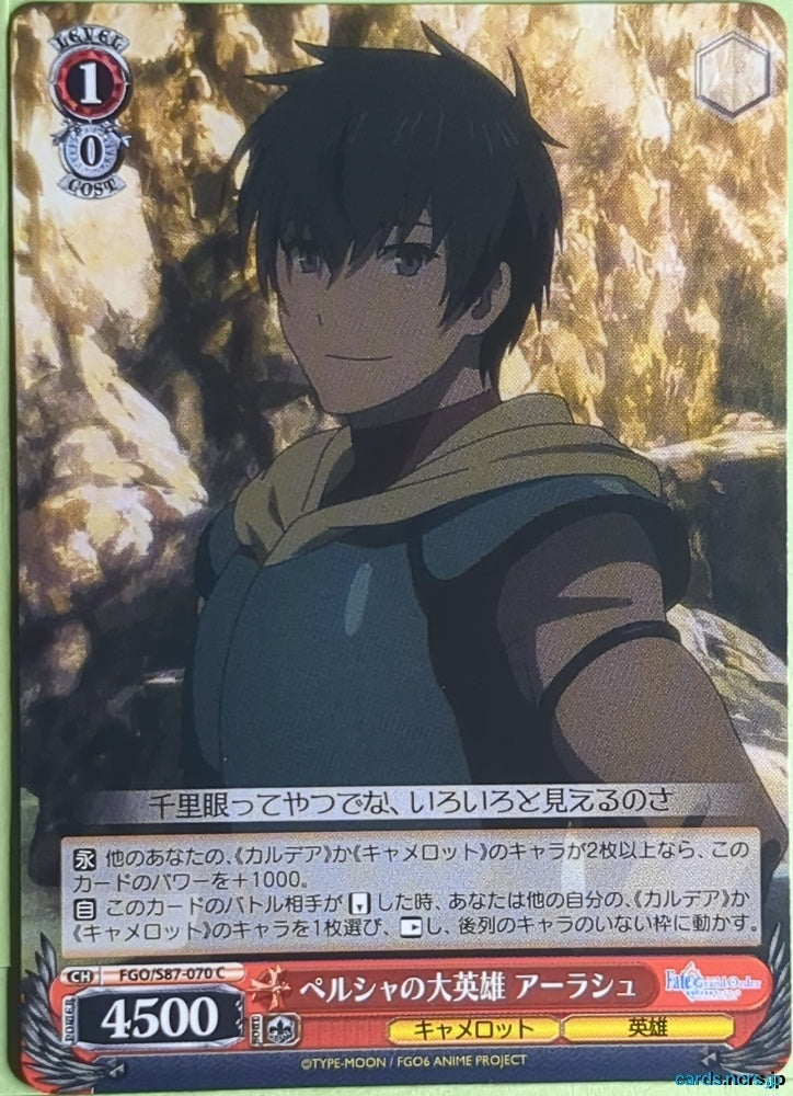 Weiss Schwarz Fate Grand Order FGO/S87-070C C Arash Trading Card NM