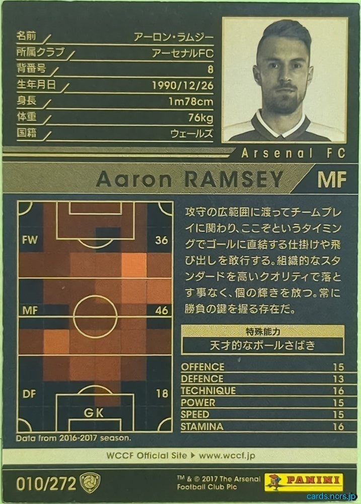 Panini WCCF Football WCCF/2017-2018-010/272 N Aaron Ramsey Trading Card EX
