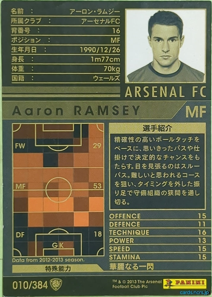 Panini WCCF Football WCCF/2012-2013-010/384 N Aaron Ramsey Trading Card EX