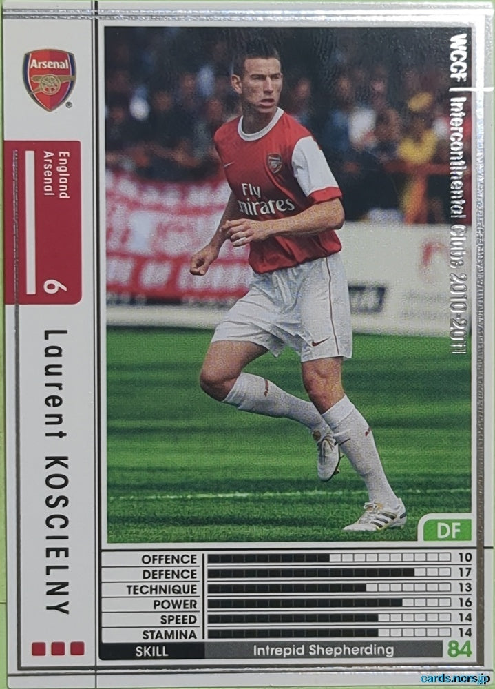 Panini WCCF Football WCCF/2010-2011-035/352 N Laurent Koscielny Trading Card EX