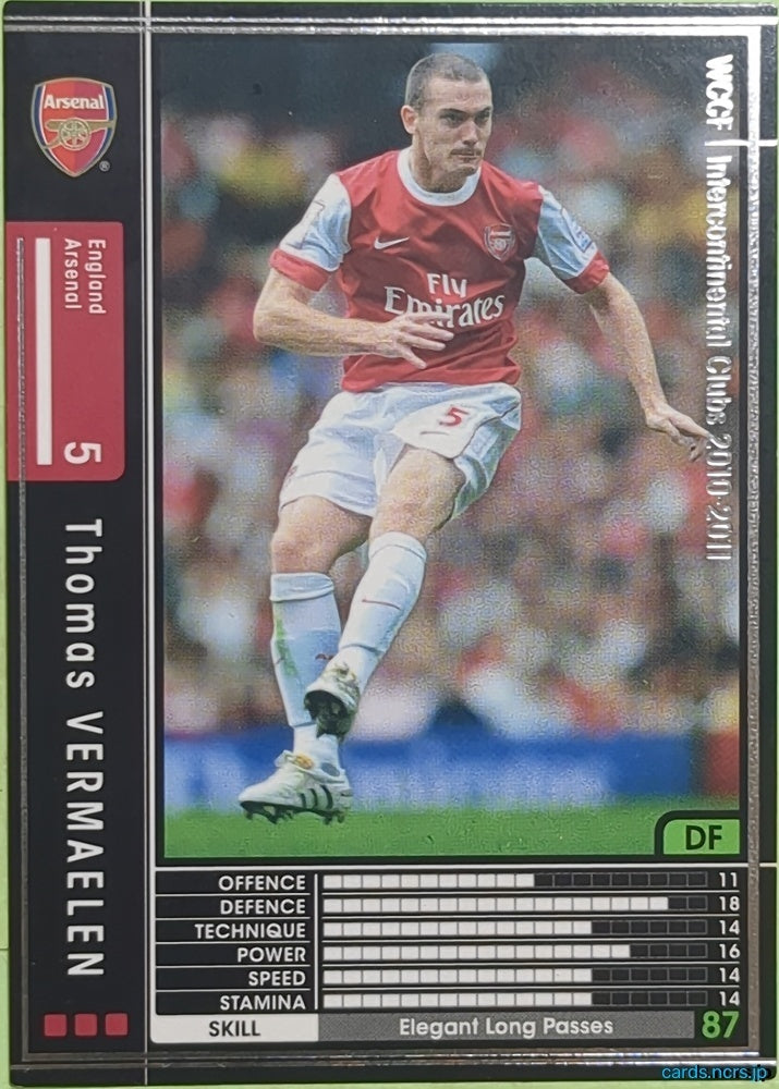 Panini WCCF Football WCCF/2010-2011-038/352 N Thomas Vermaelen Trading Card EX