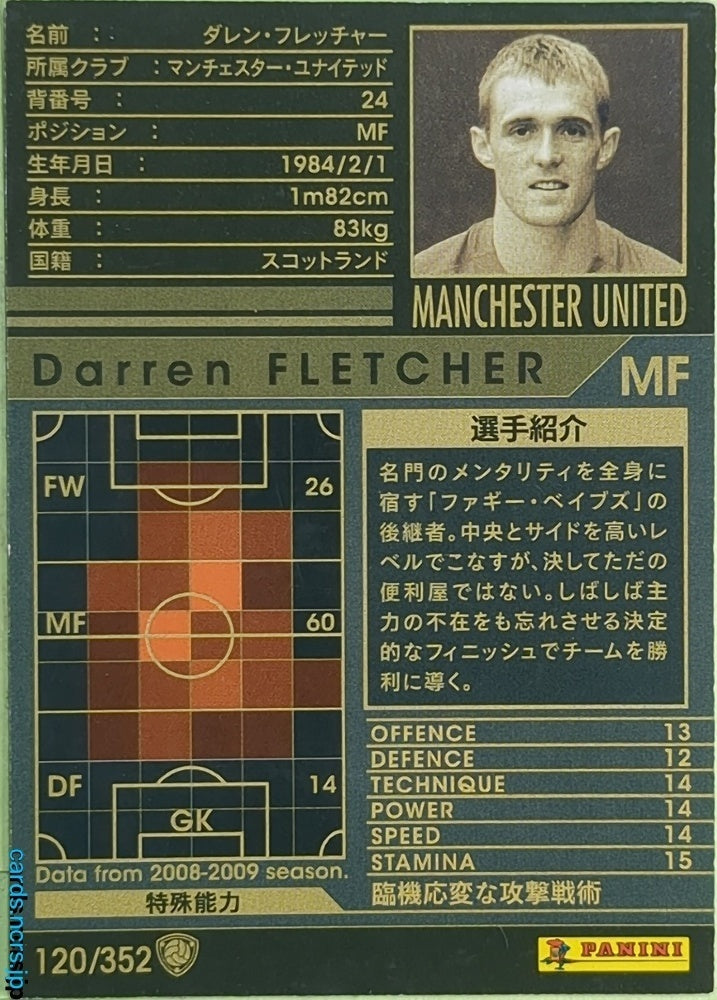 Panini WCCF Football WCCF/2008-2009-120/352 N Darren Fletcher Trading Card EX
