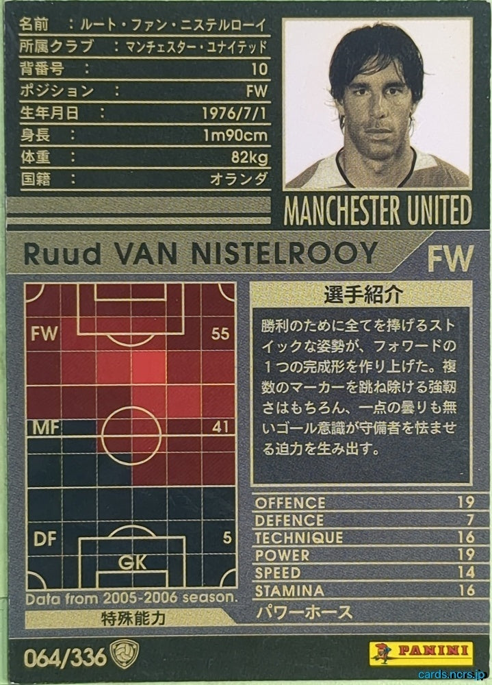 Panini WCCF Football WCCF/2005-2006-064/336 N Ruud van Nistelrooy Trading Card EX