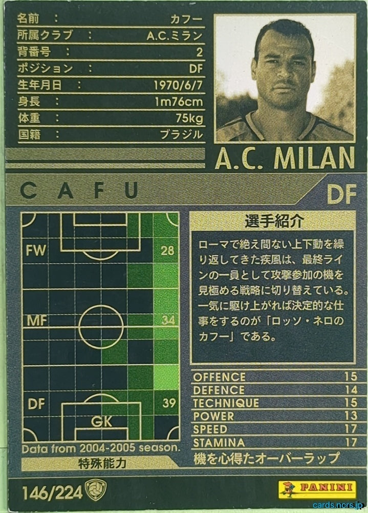 Panini WCCF Football WCCF/2004-2005-146/224 N Cafu Trading Card EX