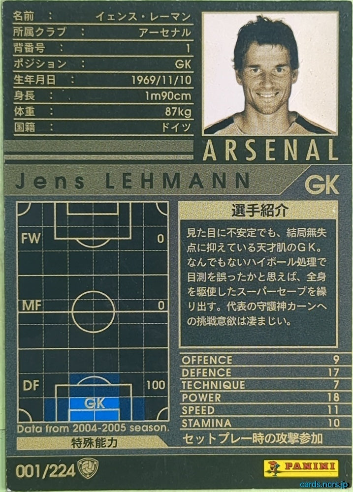 Panini WCCF Football WCCF/2004-2005-001/224 N Jens Lehmann Trading Card EX
