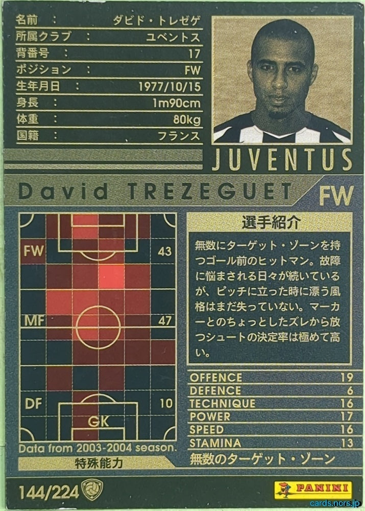 Panini WCCF Football WCCF/2004-2005-144/224 N David Trezeguet Trading Card EX