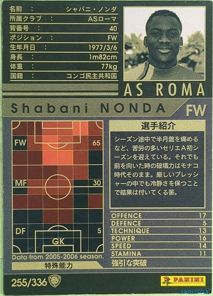 Panini WCCF Football WCCF/2005-2006-255/336 N Shabani Nonda Trading Card EX