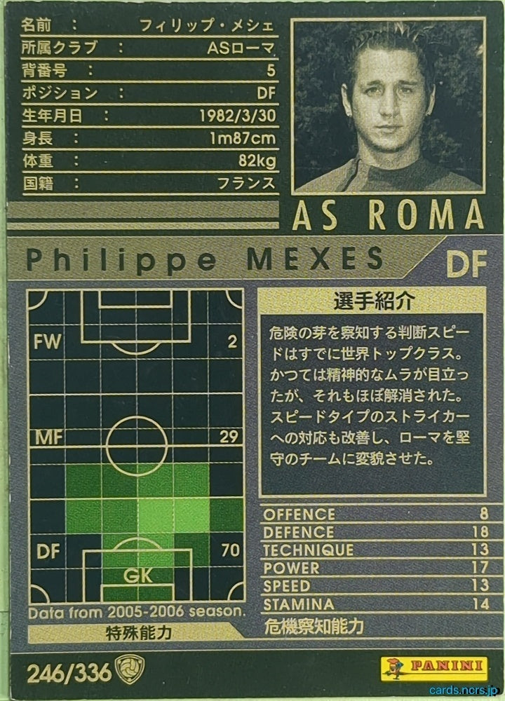 Panini WCCF Football WCCF/2005-2006-246/336 N Philippe MEXES Trading Card EX
