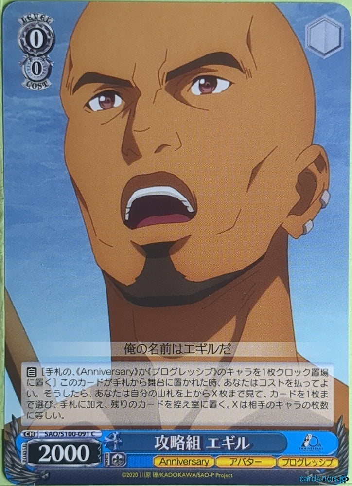 Weiss Schwarz Sword Art Online SAO/S100-091C C Agil Trading Card NM