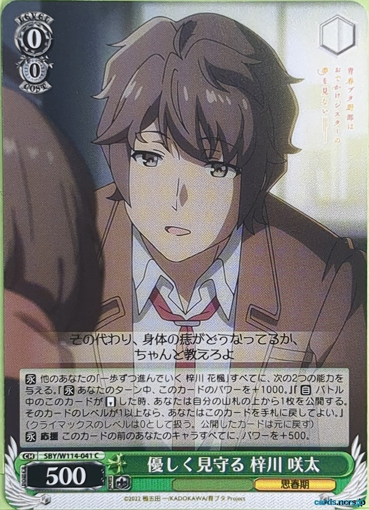 Weiss Schwarz Rascal Does Not Dream of Bunny Girl Senpai SBY/W114-041C C Sakuta Azusagawa Trading Card NM