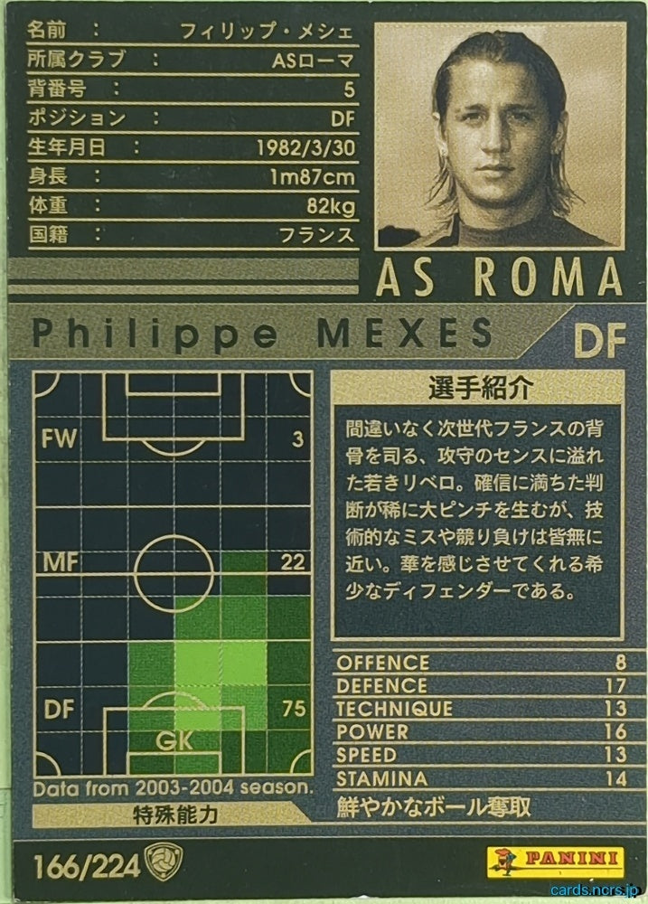 Panini WCCF Football WCCF/2004-2005-166/224 N Philippe MEXES Trading Card EX