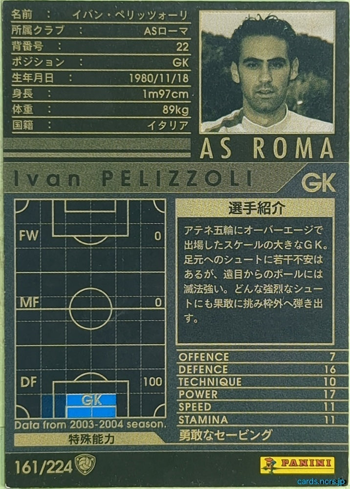 Panini WCCF Football WCCF/2004-2005-161/224 N Ivan Pelizzoli Trading Card EX