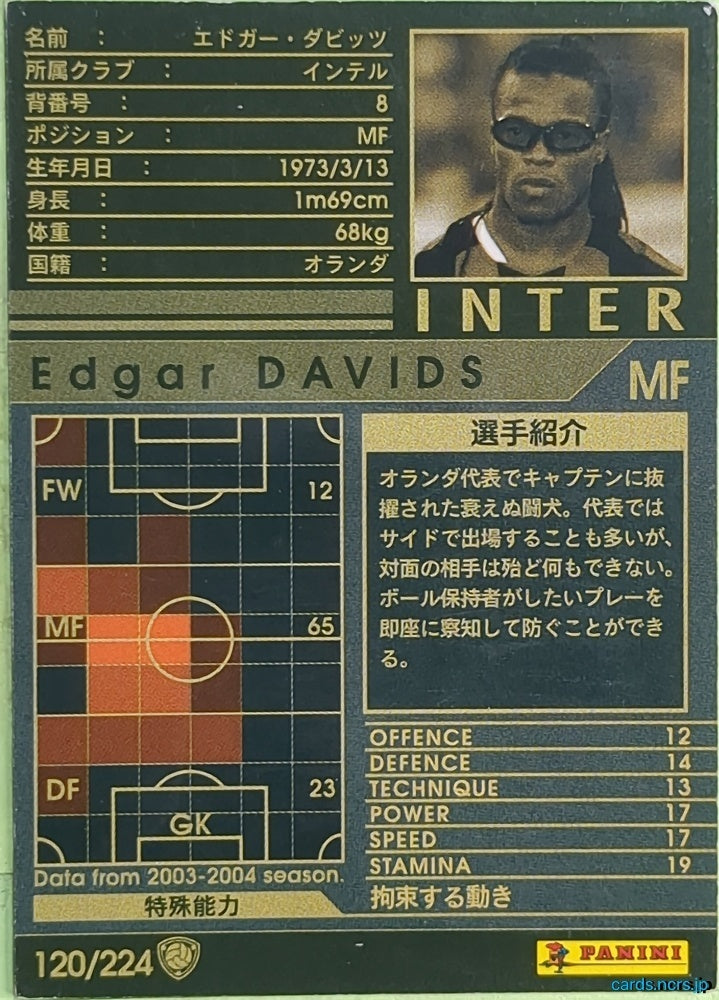 Panini WCCF Football WCCF/2004-2005-120/224 N Edgar Davids Trading Card EX