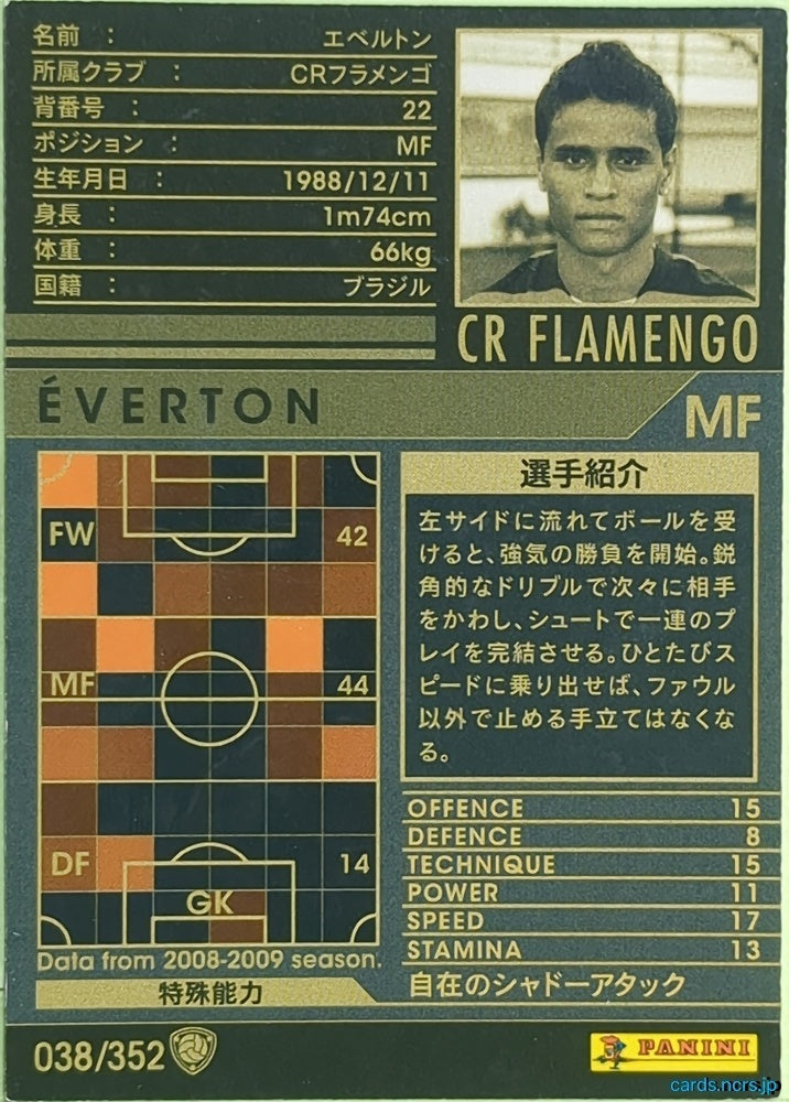 Panini WCCF Football WCCF/2008-2009-038/352 N Everton Trading Card EX