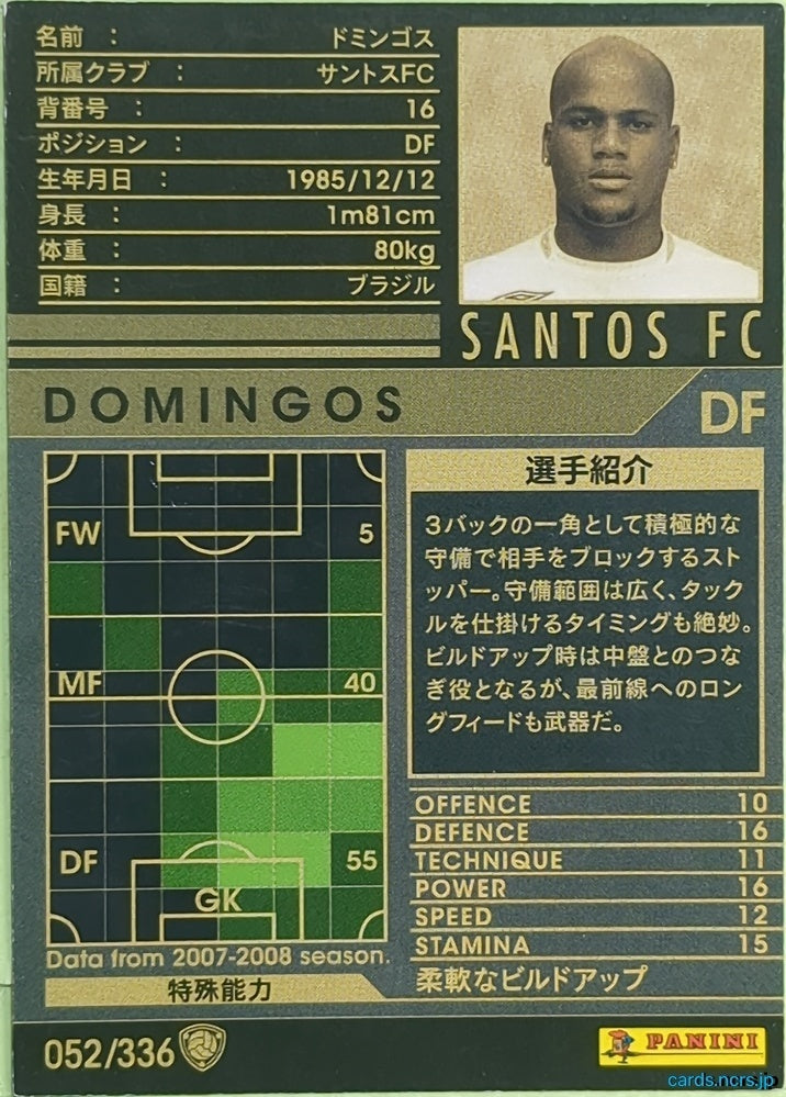 Panini WCCF Football WCCF/2007-2008-052/336 N Domingos Trading Card EX