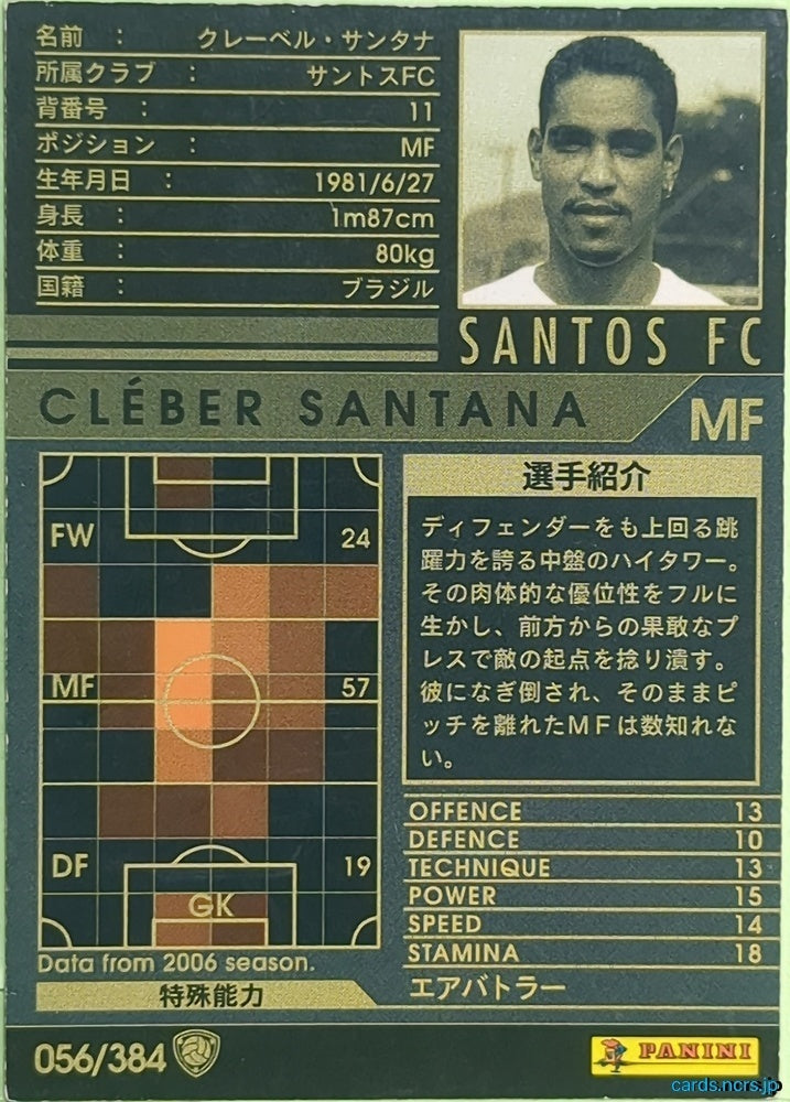 Panini WCCF Football WCCF/2006-2007-056/384 N Cleber Santana Trading Card EX