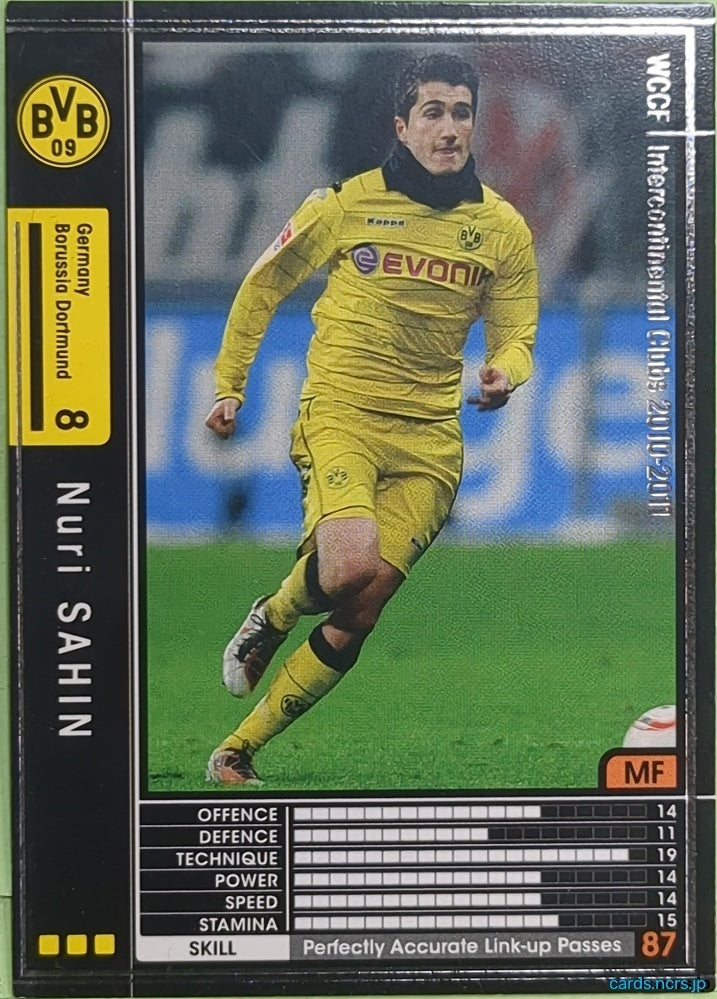 Panini WCCF Football WCCF/2010-2011-139/352 N Nuri ŞAHIN Trading Card EX