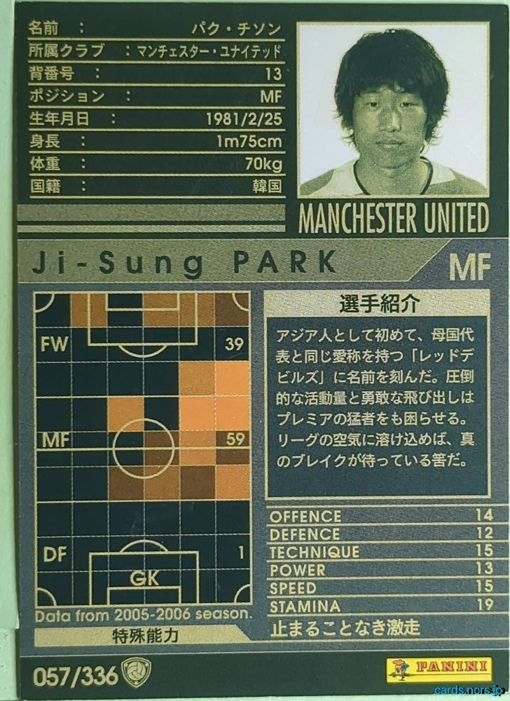 Panini WCCF Football WCCF/2005-2006-057/336 N Ji-Sung Park Trading Card EX