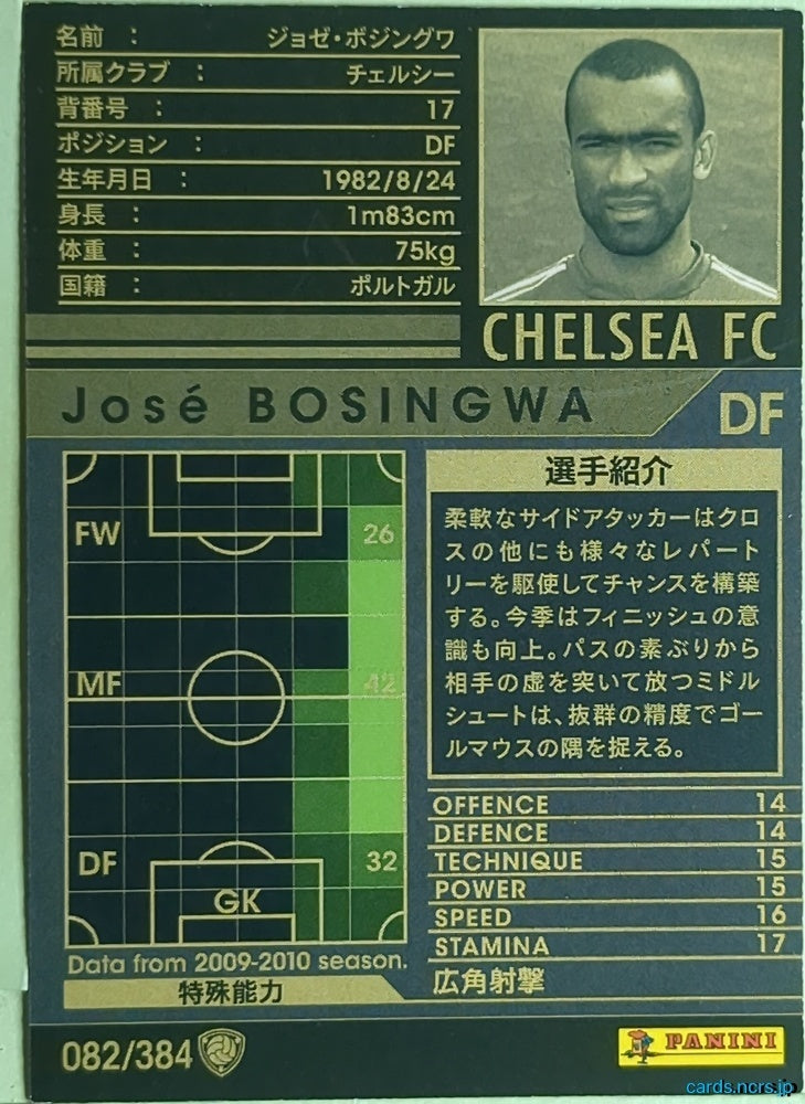 Panini WCCF Football WCCF/2009-2010-082/384 N José Bosingwa Trading Card EX