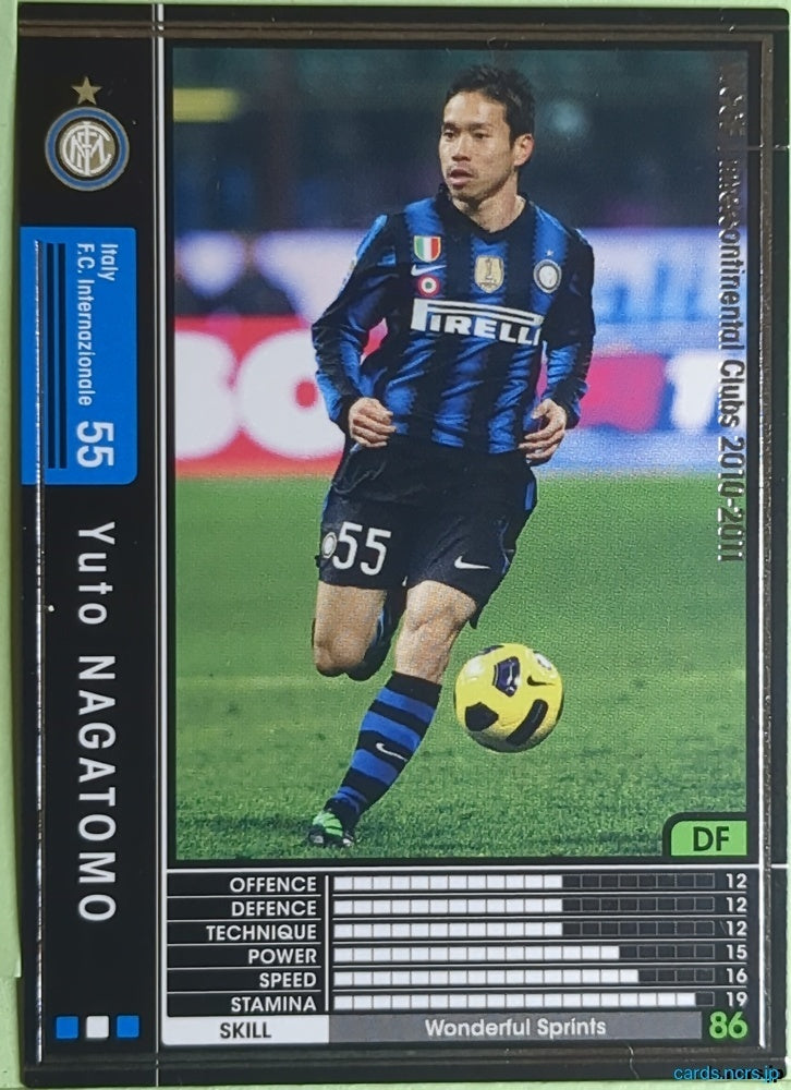 Panini WCCF Football WCCF/2010-2011-214/352 N Yuto NAGATOMO Trading Card EX