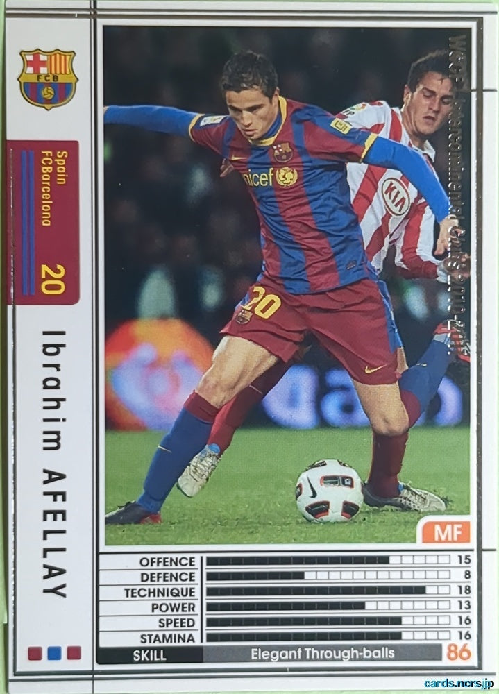Panini WCCF Football WCCF/2010-2011-279/352 N Ibrahim Afellay Trading Card EX