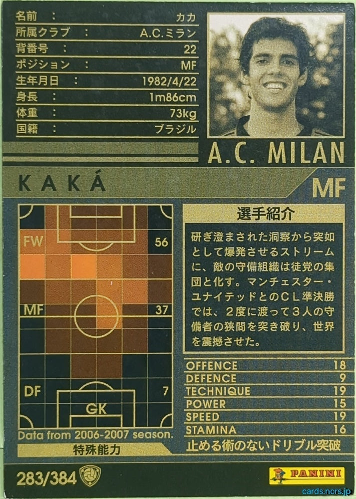 Panini WCCF Football WCCF/2006-2007-283/384 N KAKA Trading Card EX