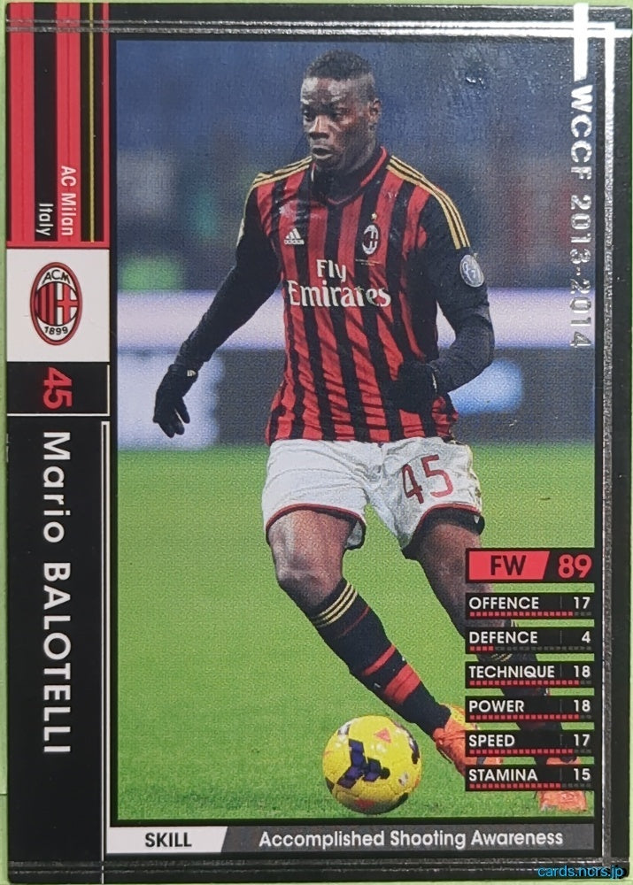 Panini WCCF Football WCCF/2013-2014-142/385 N Mario Balotelli Trading Card EX