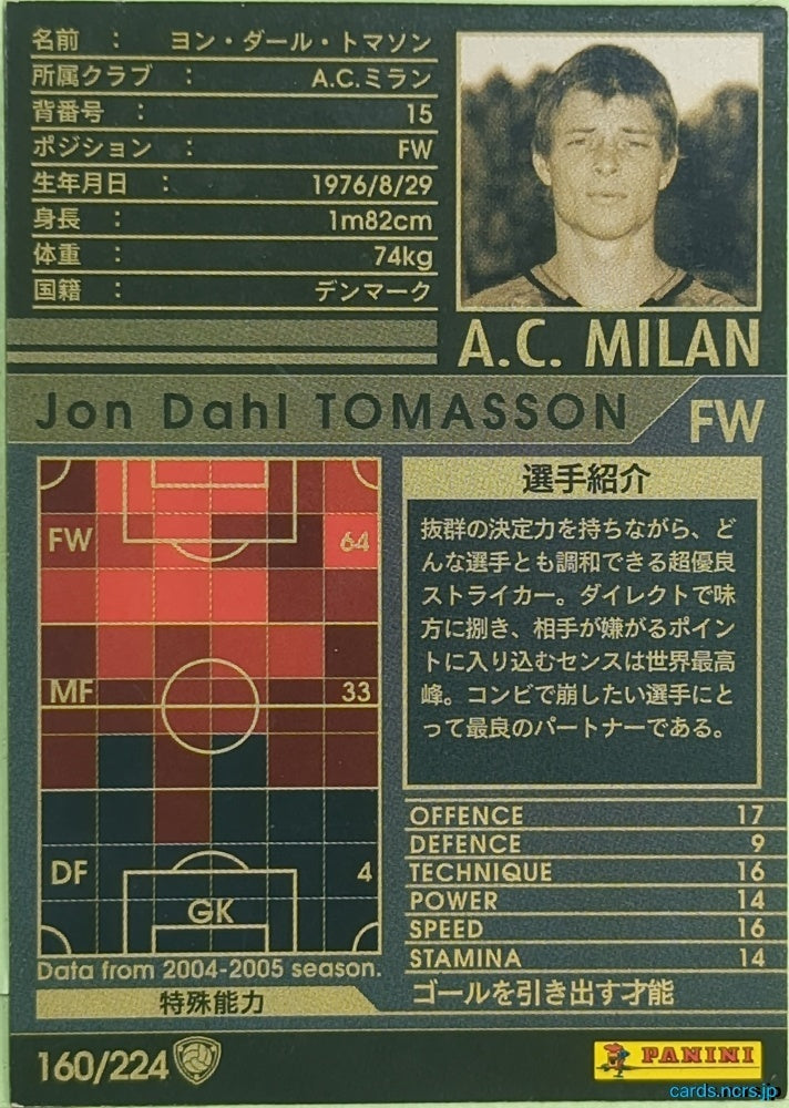Panini WCCF Football WCCF/2004-2005-160/224 N Jon Dahl Tomasson Trading Card EX
