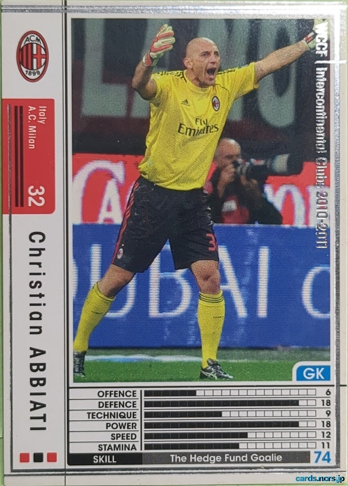Panini WCCF Football WCCF/2010-2011-177/352 N Christian ABBIATI Trading Card EX