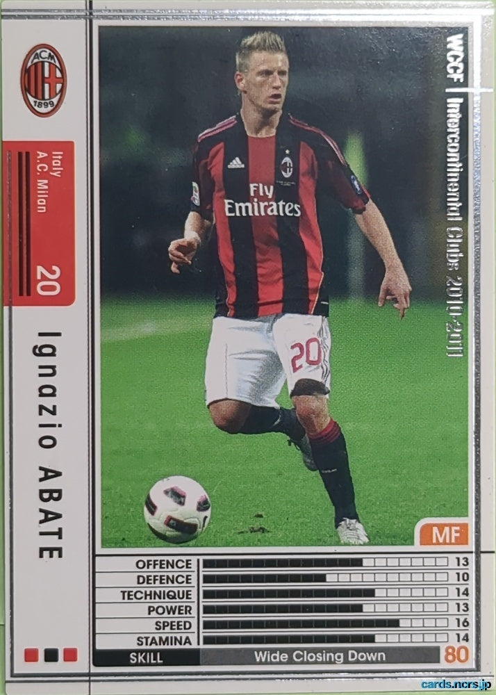 Panini WCCF Football WCCF/2010-2011-182/352 N Ignazio Abate Trading Card EX