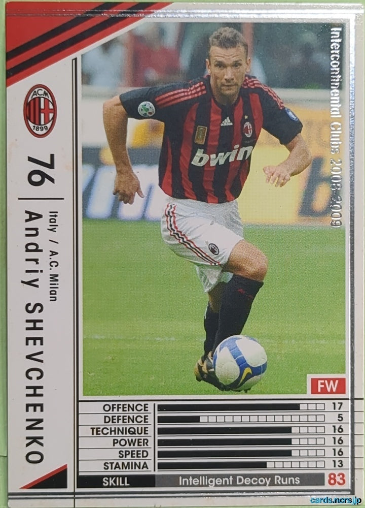 Panini WCCF Football WCCF/2008-2009-224/352 N Andriy Shevchenko Trading Card EX