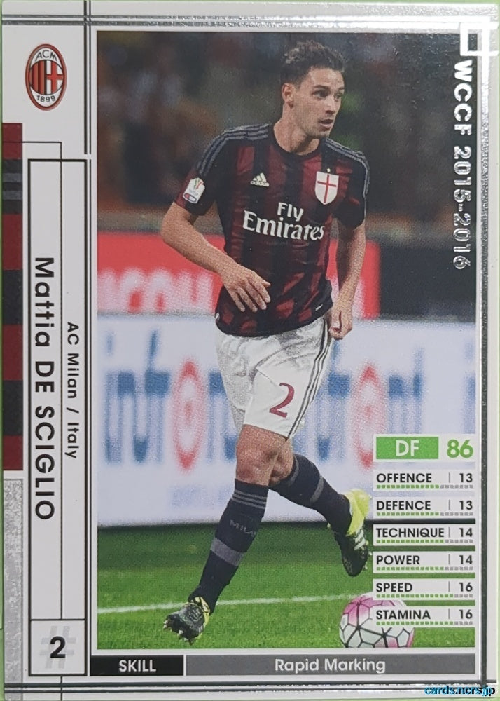 Panini WCCF Football WCCF/2015-2016-148/347 N Mattia De Sciglio Trading Card EX