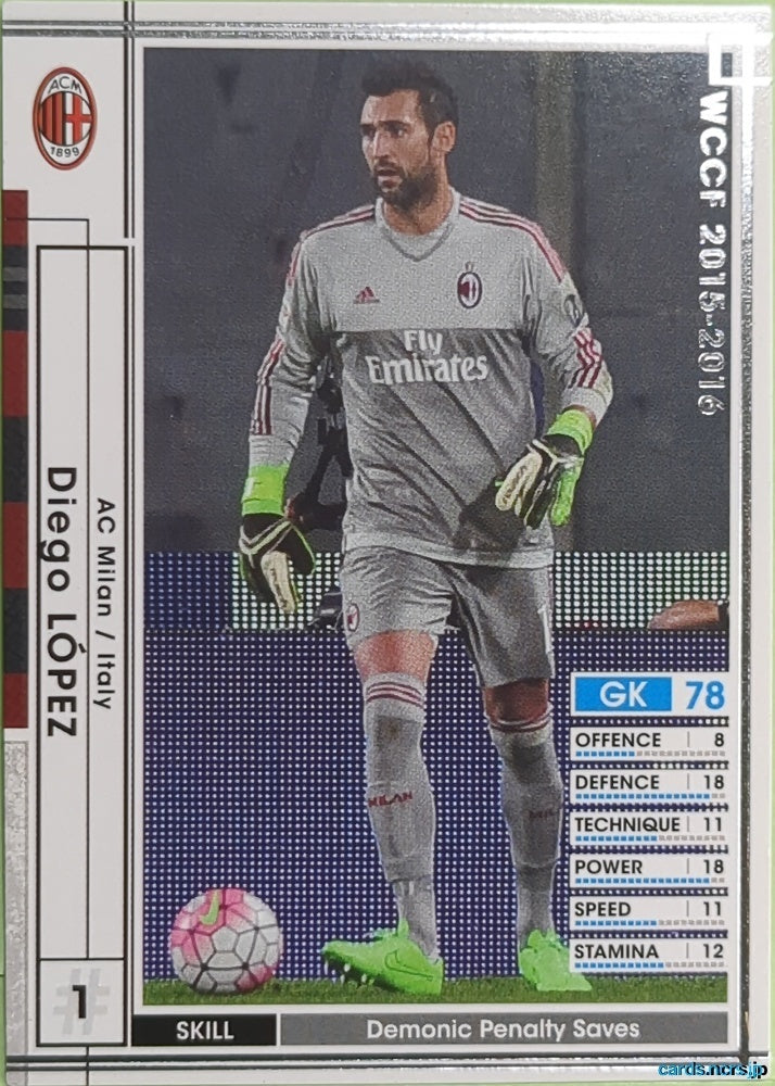 Panini WCCF Football WCCF/2015-2016-145/347 N Diego Lopez Trading Card EX